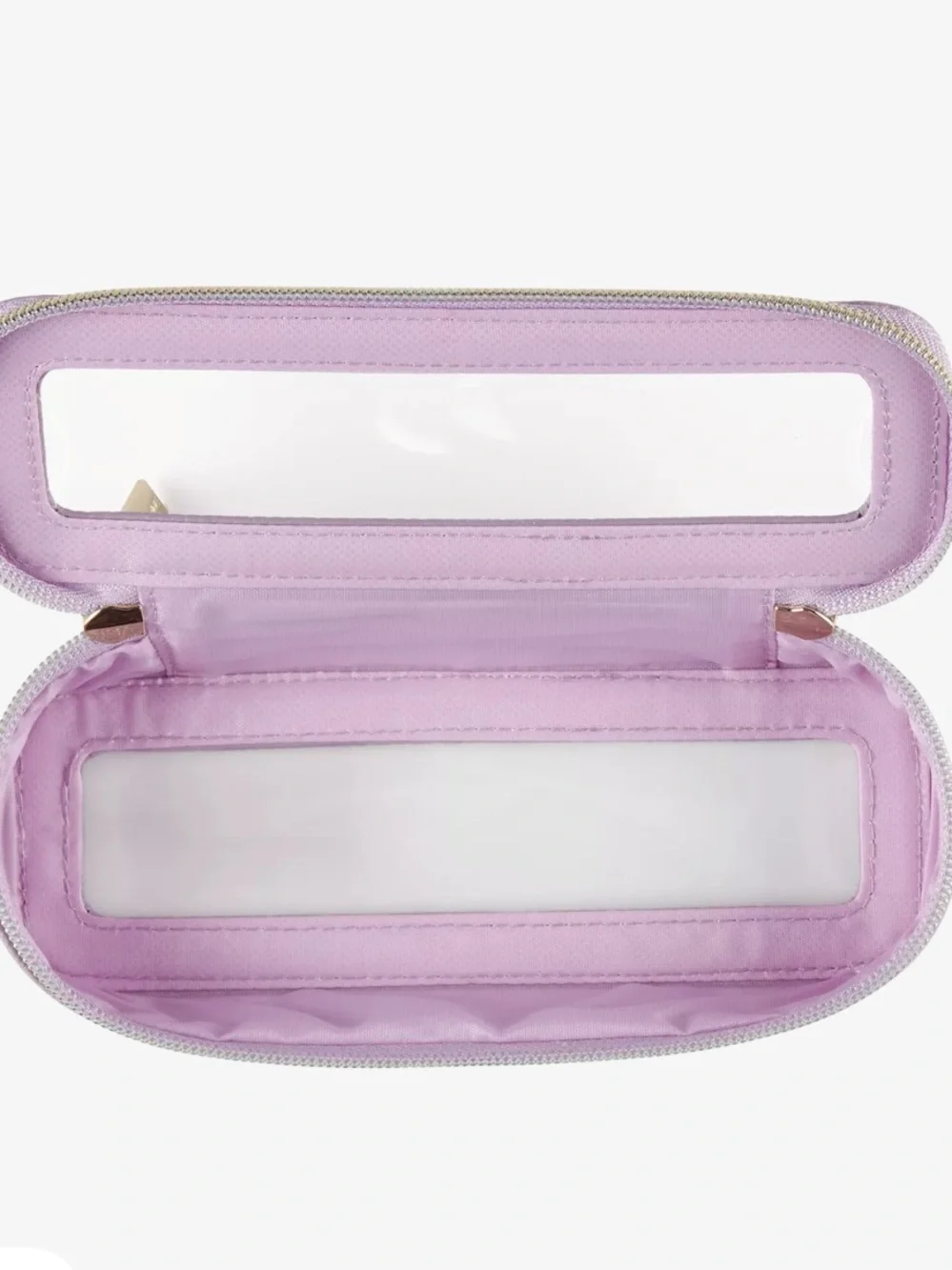 NWT Tartan + Twine Lilac Cosmetic Window Pouch with Gold Zipper